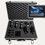 AKG drum mic kit with kick, snare and overhead microphones arranged in foam carry case