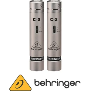 Behringer C-2 matched condenser microphones with Behringer branding for audio recording setups