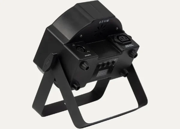 LED par can DMX stage light with power input and output connections