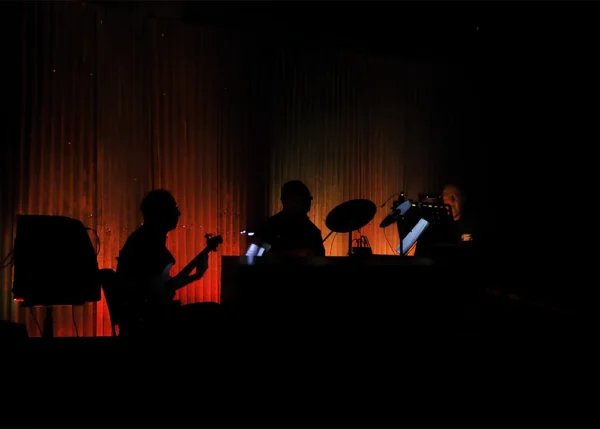 stage lighting setup with LED par cans creating ambient event lighting