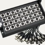 24 channel XLR snake stage box with multiple inputs and fan-out connectors for live audio setups