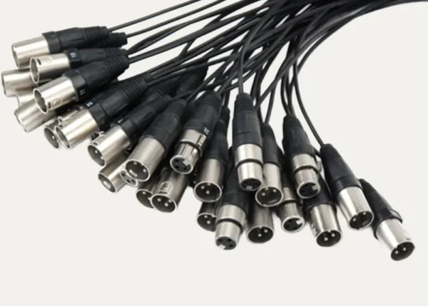 Fan-out XLR connectors from 24 channel snake cable for mixing desk connection